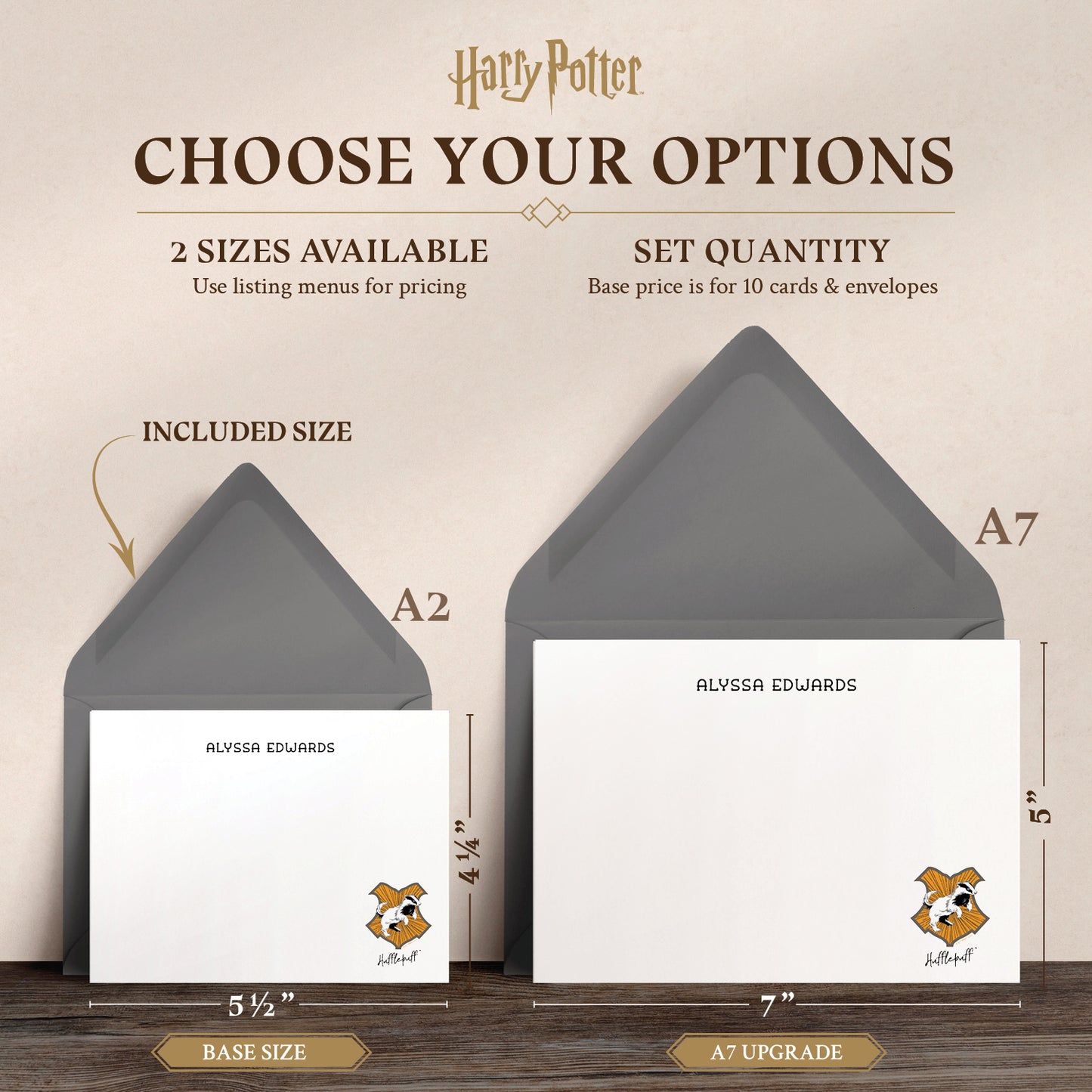 Harry Potter Hufflepuff House Mascot Personalized Notecards