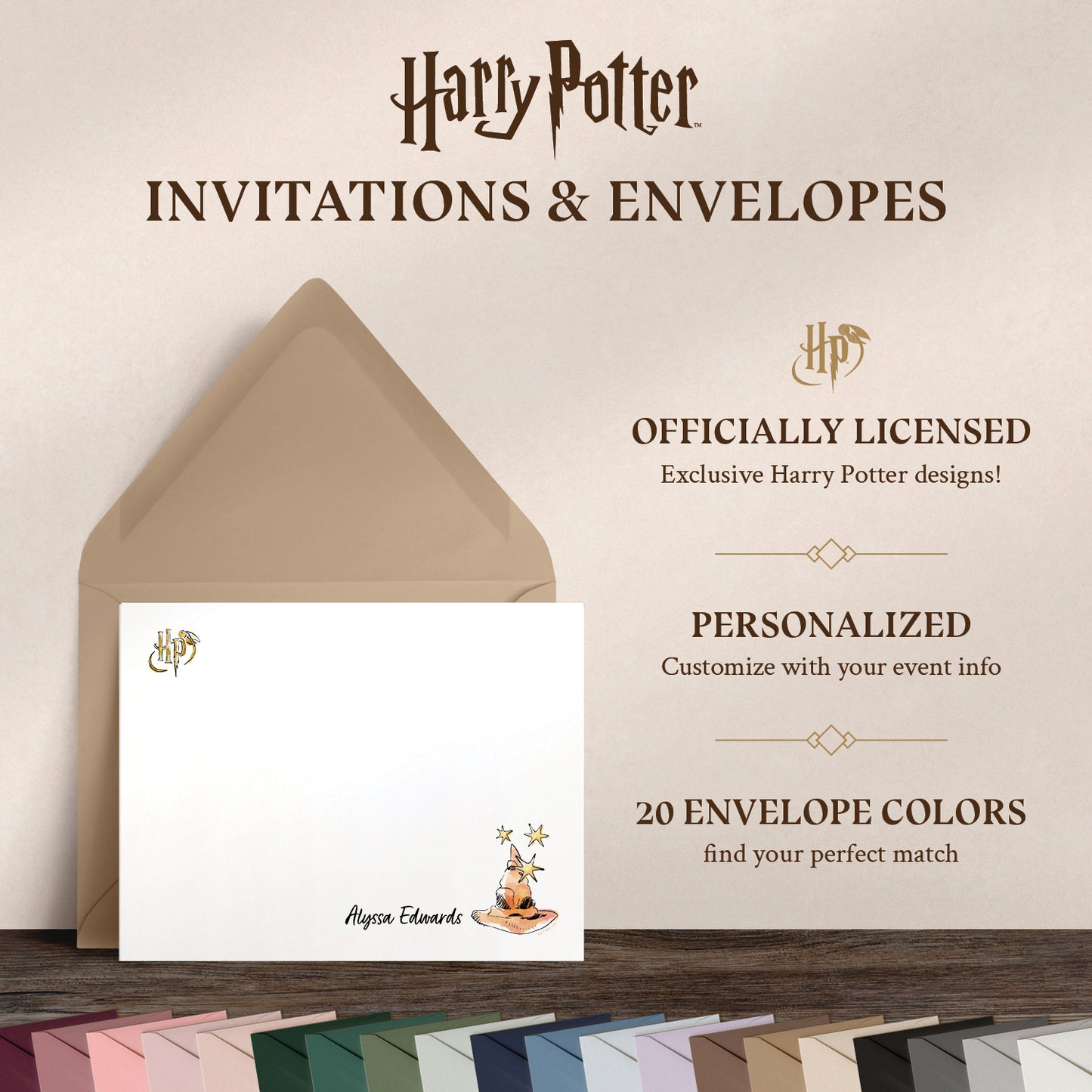 Harry Potter Hogwarts House Sorting Hat Personalized Notecards