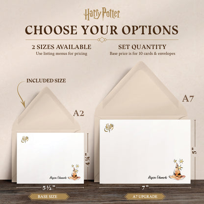 Harry Potter Hogwarts House Sorting Hat Personalized Notecards