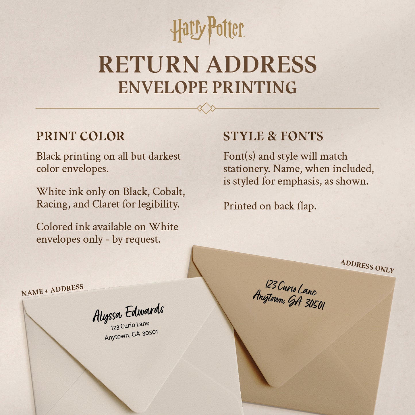 Harry Potter Hogwarts House Sorting Hat Personalized Notecards