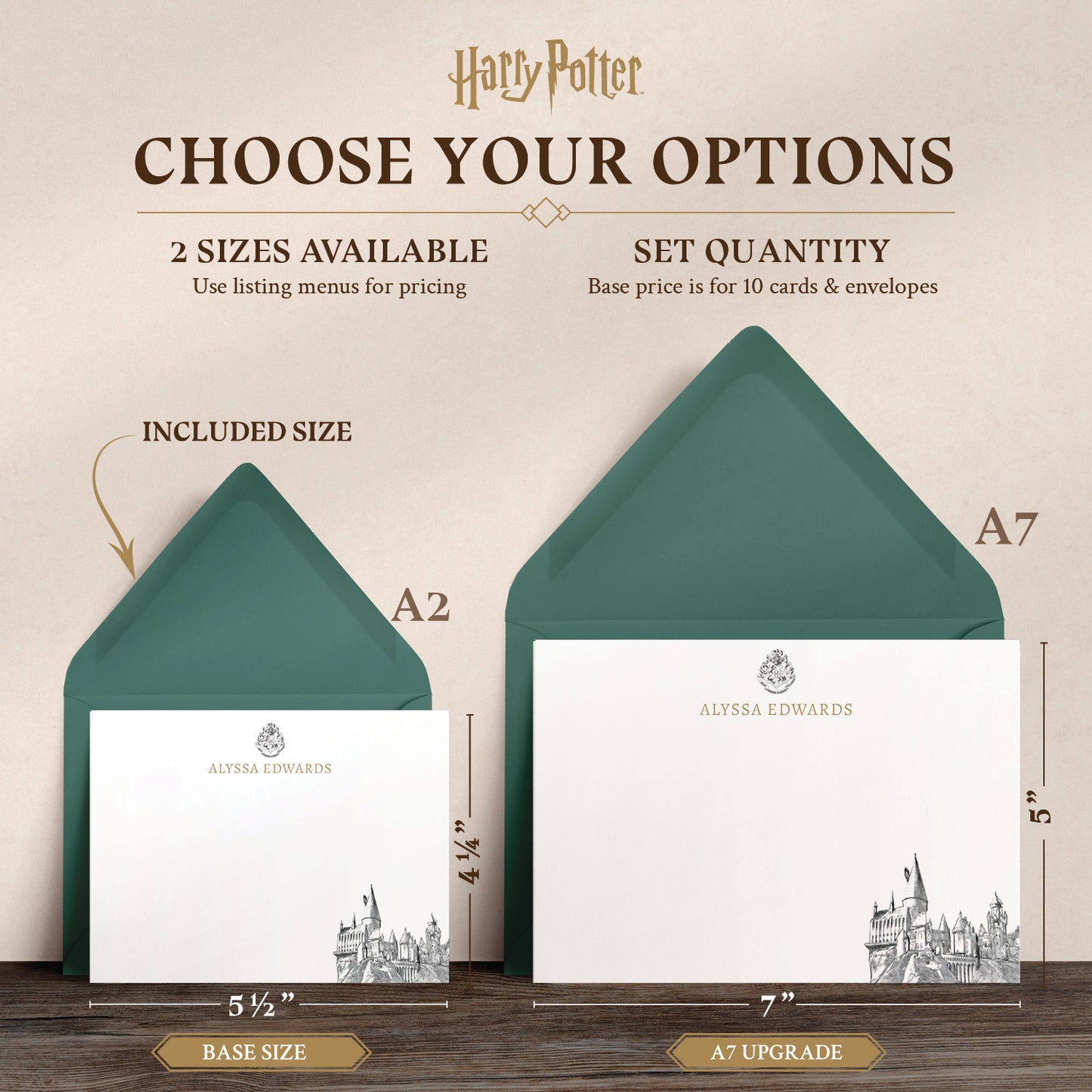 Harry Potter Hogwarts Castle in Ink Personalized Notecards