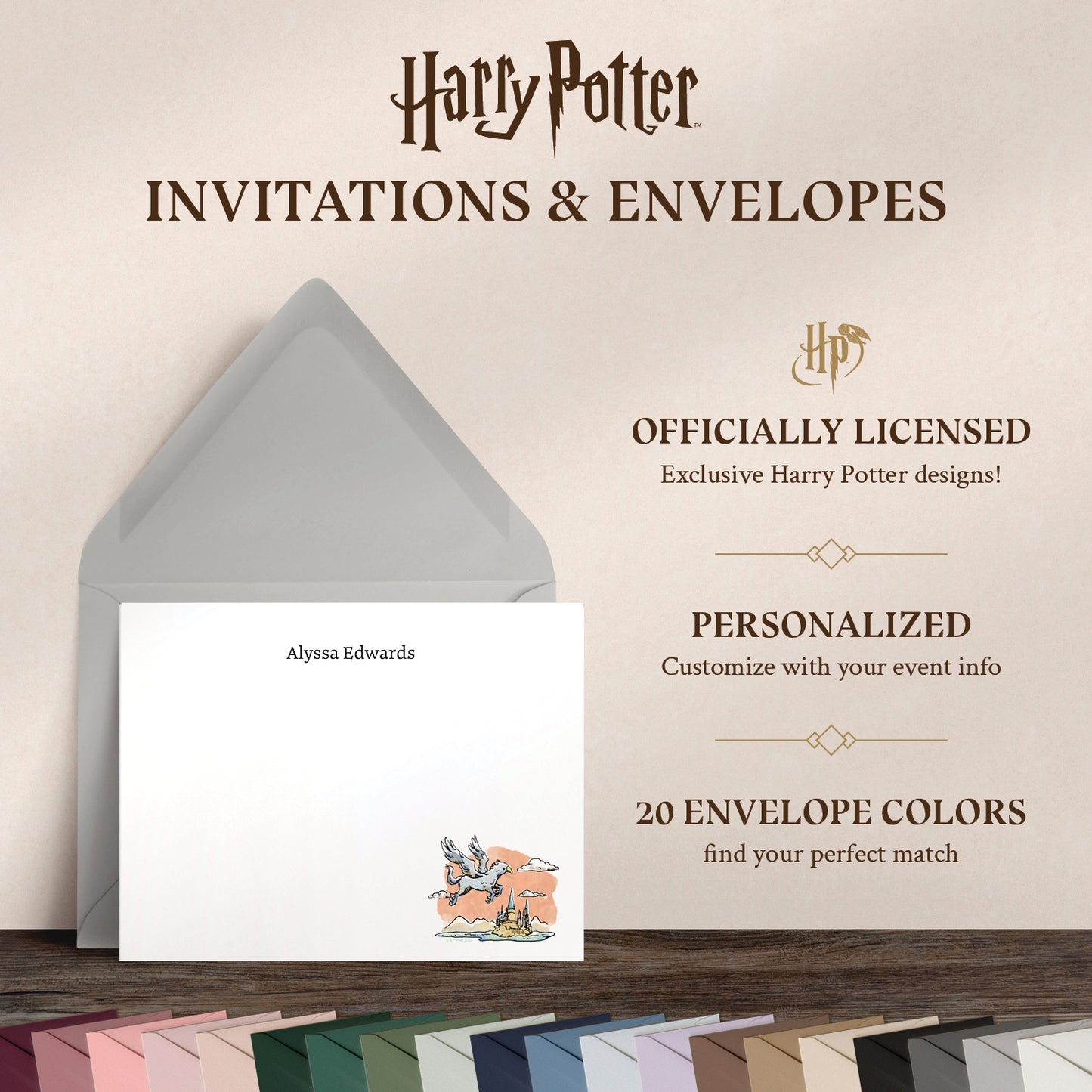 Harry Potter Buckbeak's Flight Over Hogwarts Personalized Notecards