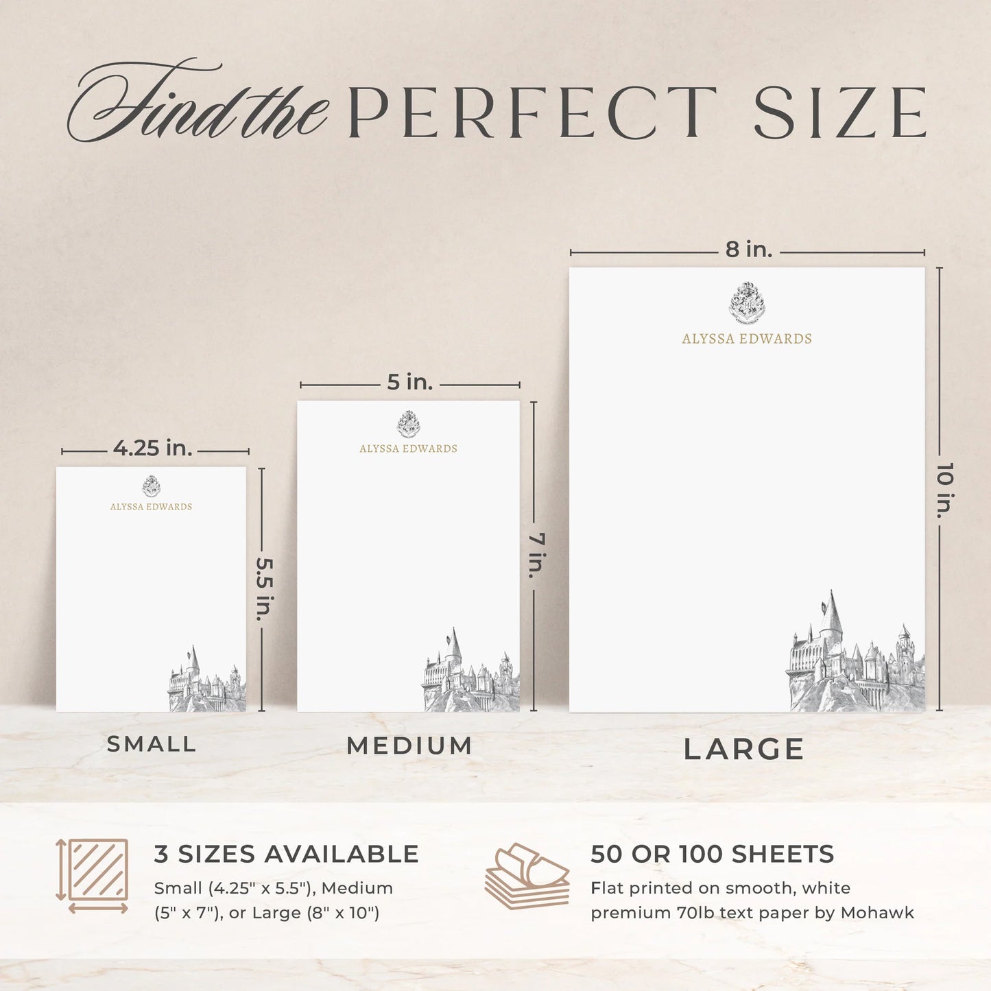 Harry Potter Hogwarts Castle in Ink Personalized Notepads