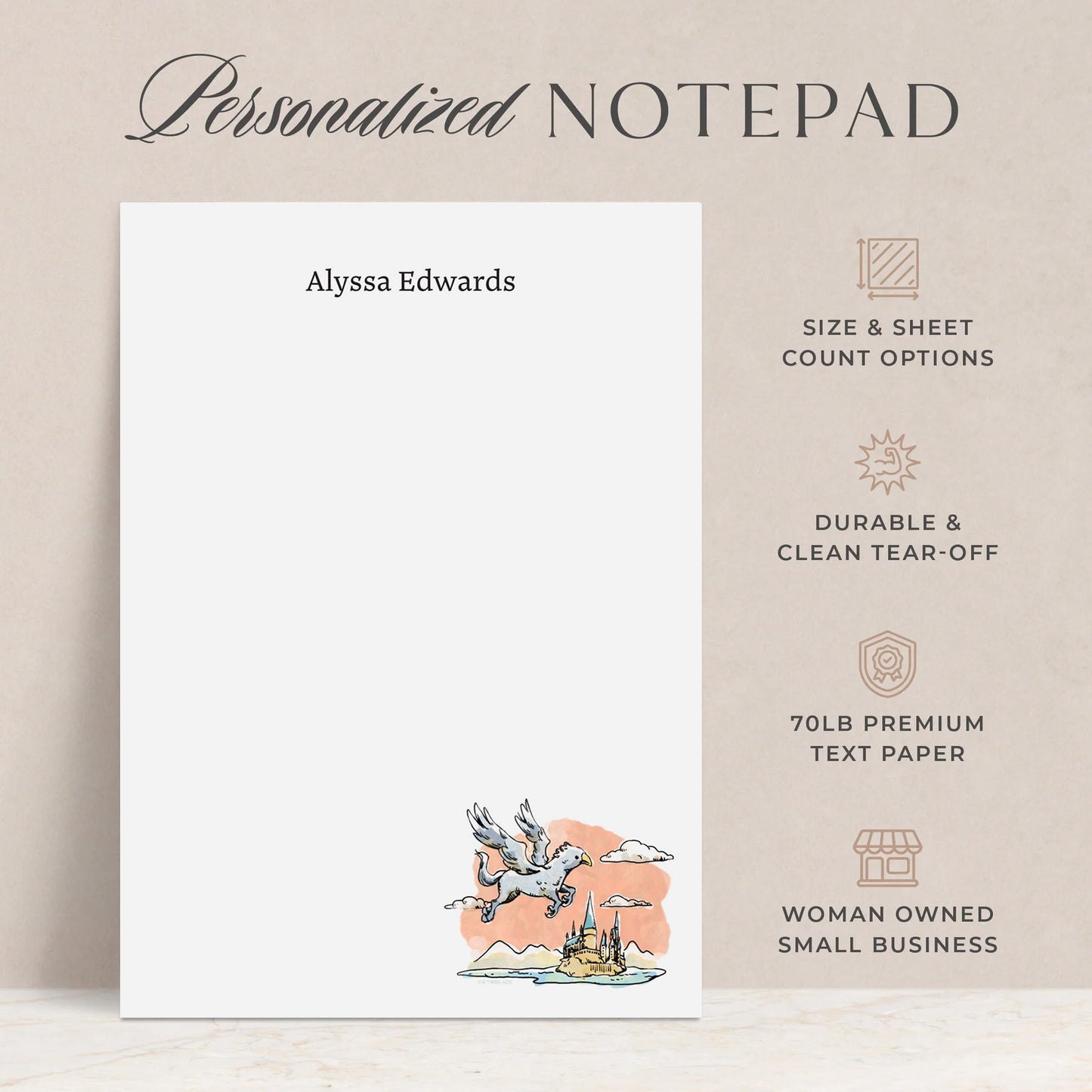 Harry Potter Buckbeak's Flight Over Hogwarts Personalized Notepads