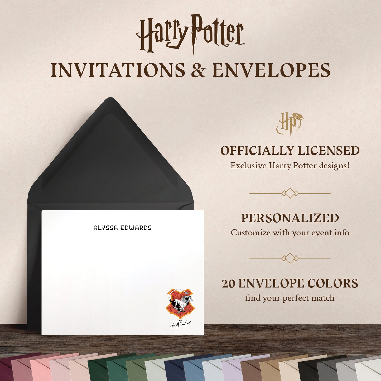 Harry Potter Gryffindor House Mascot Personalized Notecards