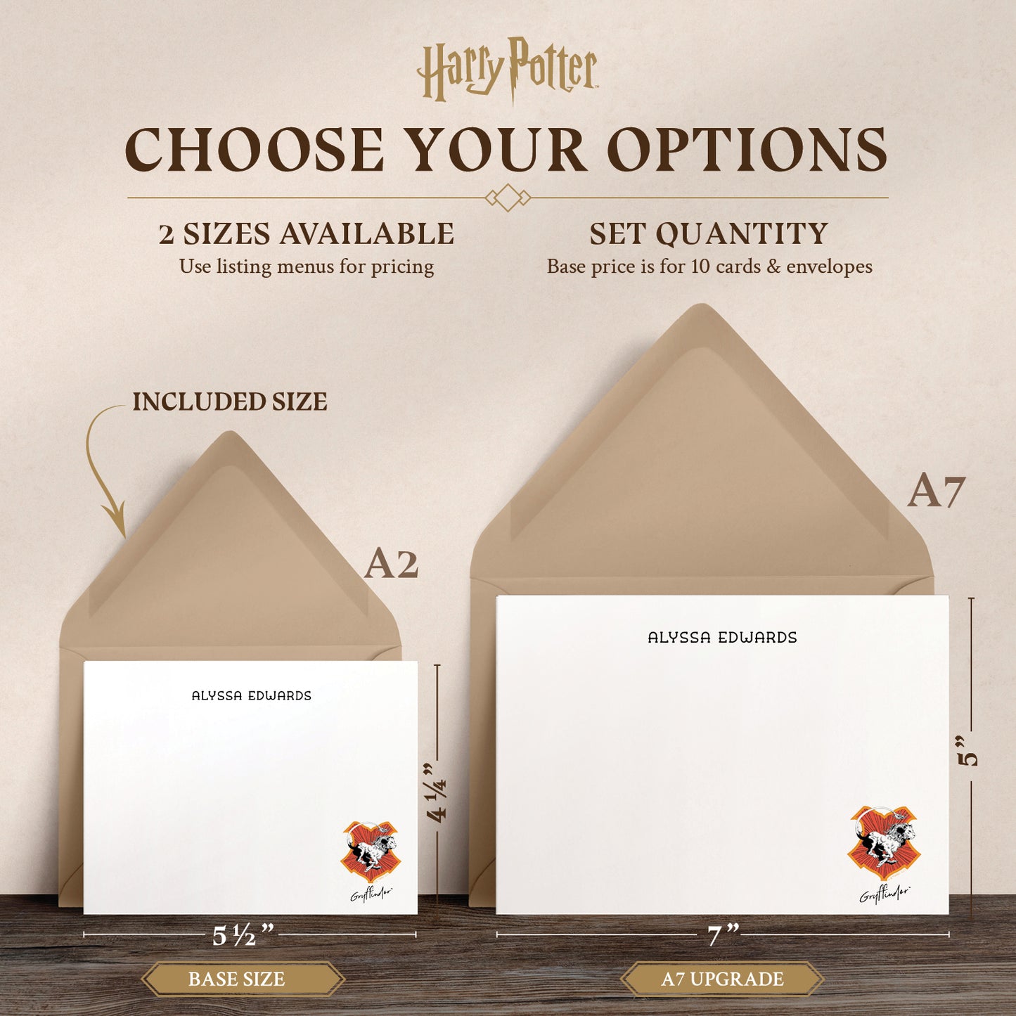 Harry Potter Gryffindor House Mascot Personalized Notecards