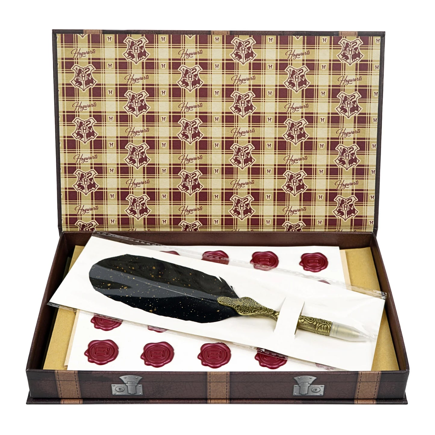 Harry Potter Writing & Journaling Bundle (Boxed Stationery Set with Wax Seals & Feather Pen, Deathly Hallows Leather Wrap Journal & 60-Count Watercolor Decals)