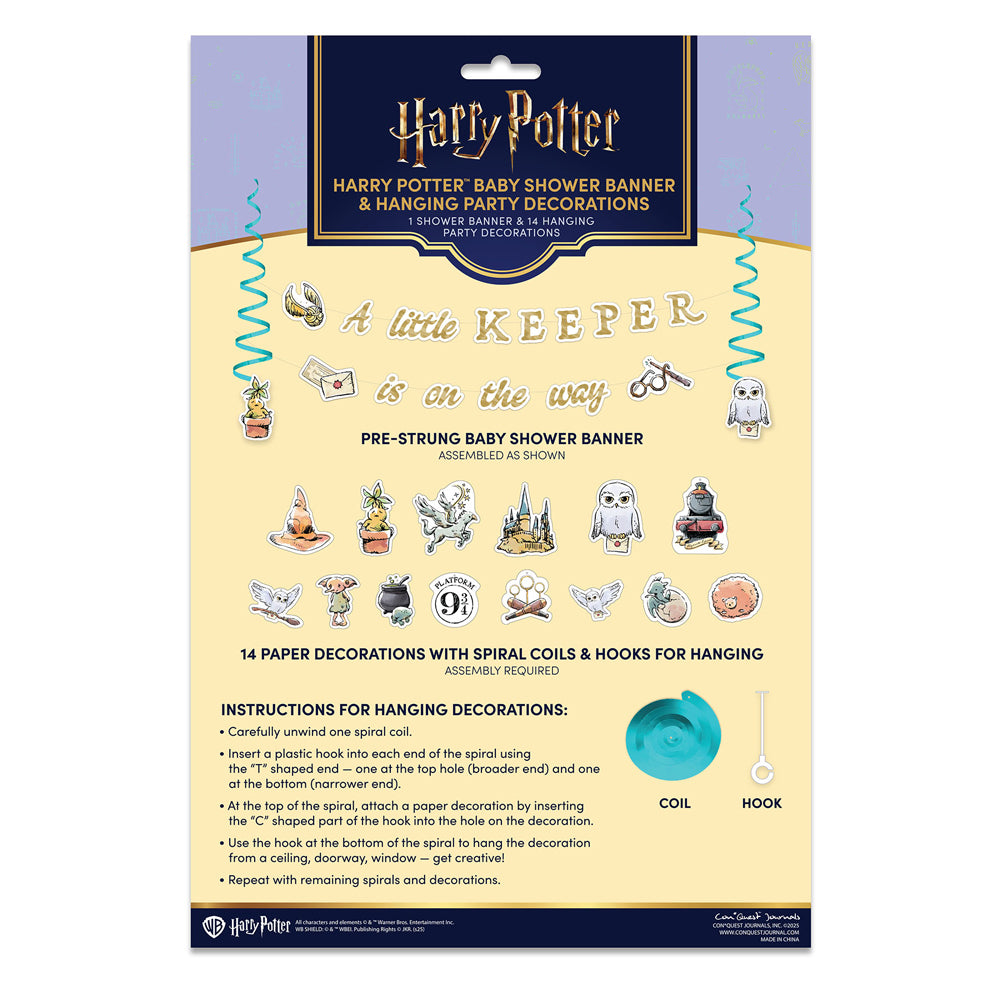 Harry Potter Baby Shower Party Decor Bundle (Backdrop, Banner & Hanging Decorations)