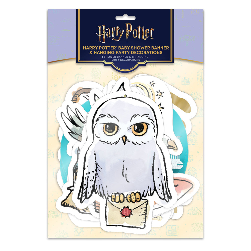 Harry Potter Baby Shower Party Decor Bundle (Backdrop, Banner & Hanging Decorations)