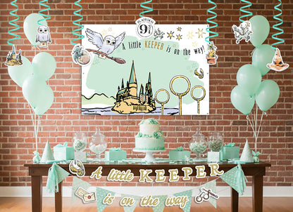 Harry Potter Baby Shower Party Decor Bundle (Backdrop, Banner & Hanging Decorations)