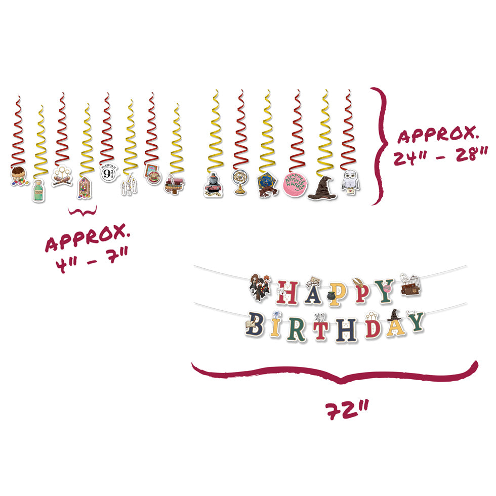Harry Potter Birthday Party Decor Bundle (Backdrop, Banner & Hanging Decorations)