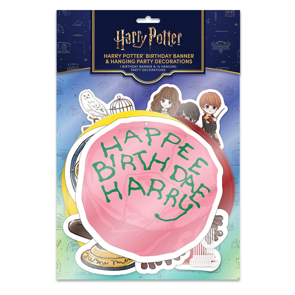 Harry Potter Birthday Party Decor Bundle (Backdrop, Banner & Hanging Decorations)