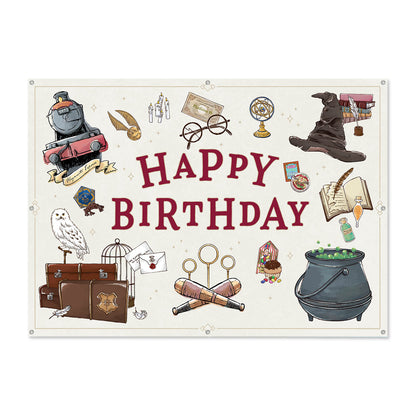 Harry Potter Birthday Party Decor Bundle (Backdrop, Banner & Hanging Decorations)