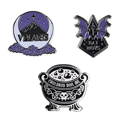 ACOTAR A Court of Thorns and Roses Sarah J. Maas Author Book Merchandise Collection - Enamel Pin Set 3 Pack of Pins