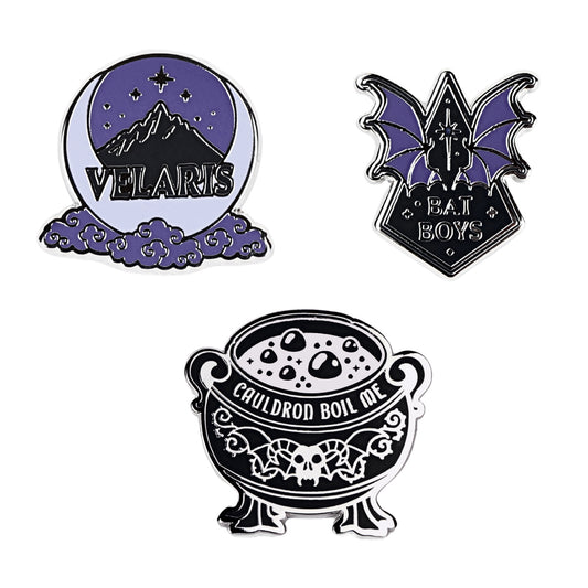 ACOTAR A Court of Thorns and Roses Sarah J. Maas Author Book Merchandise Collection - Enamel Pin Set 3 Pack of Pins