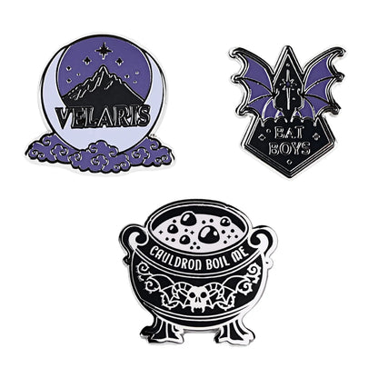 A Court of Thorns and Roses Night Court Tote Bag & Enamel Pins Bundle