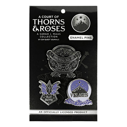 A Court of Thorns and Roses Night Court Tote Bag & Enamel Pins Bundle