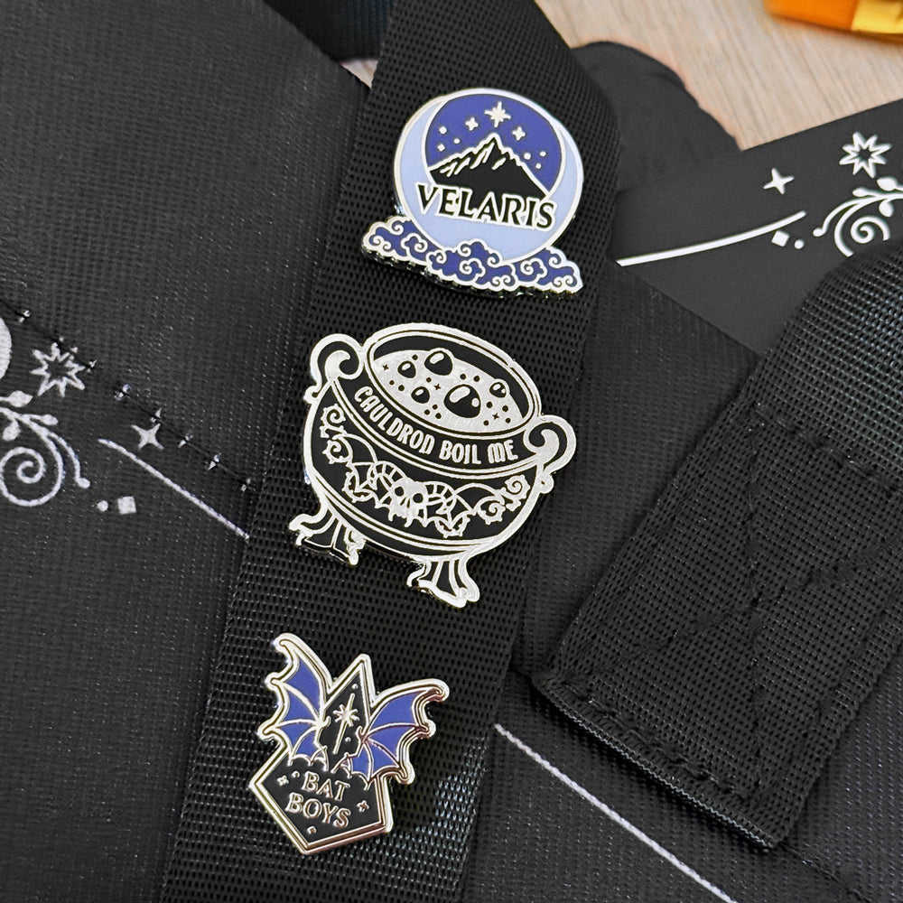 A Court of Thorns and Roses Night Court Tote Bag & Enamel Pins Bundle