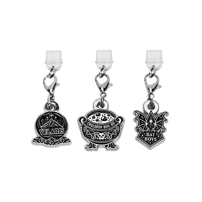 ACOTAR A Court of Thorns and Roses Sarah J. Maas Author Book Merchandise Collection - 3 Silver ACOTAR Dust Plug Charging Port Charms for Phones, Tablets, E-Readers