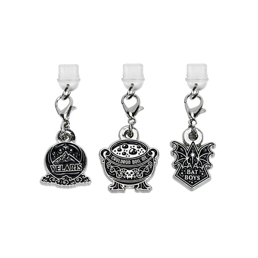 ACOTAR A Court of Thorns and Roses Sarah J. Maas Author Book Merchandise Collection - 3 Silver ACOTAR Dust Plug Charging Port Charms for Phones, Tablets, E-Readers