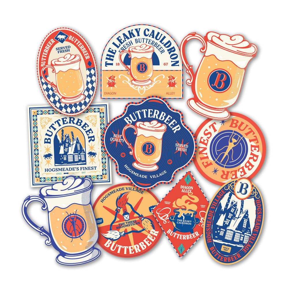 Harry Potter Butterbeer Season Bundle (Tote Bag, 3 Enamel Pins & 50 Decals)