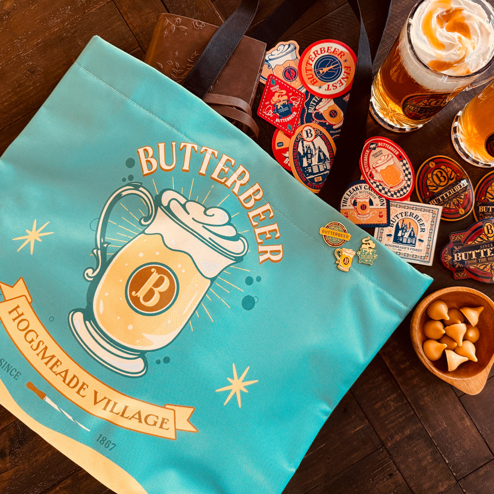 Harry Potter Butterbeer Season Bundle (Tote Bag, 3 Enamel Pins & 50 Decals)