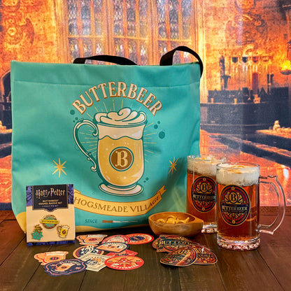 Harry Potter Butterbeer Season Bundle (Tote Bag, 3 Enamel Pins & 50 Decals)