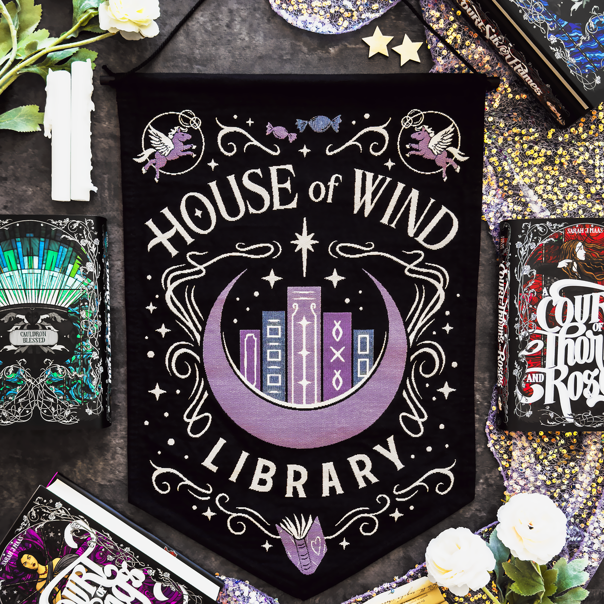 A Court of Thorns and Roses: House of Wind Library Cloth Pennant (16'' x 24'')