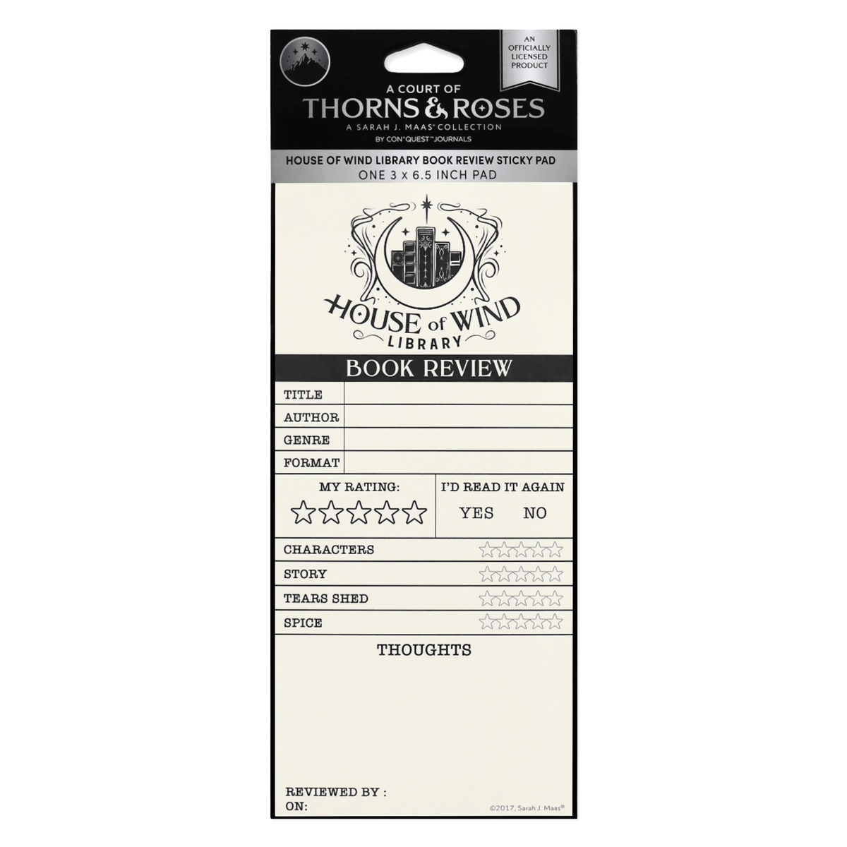 A Court of Thorns and Roses: House of Wind Library Book Review Sticky Notepad (3'' x 6.5'')