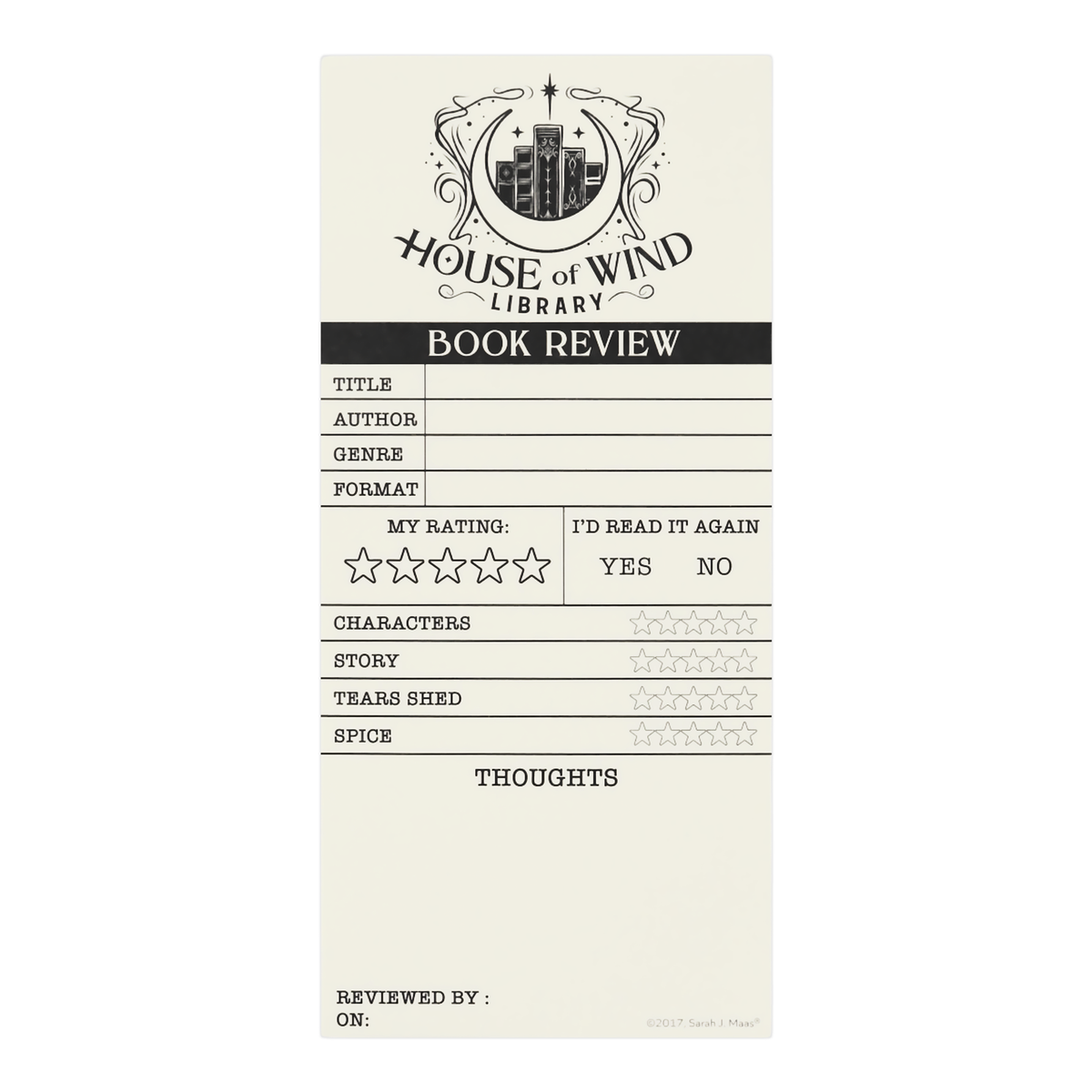 A Court of Thorns and Roses: House of Wind Library Book Review Sticky Notepad (3'' x 6.5'')