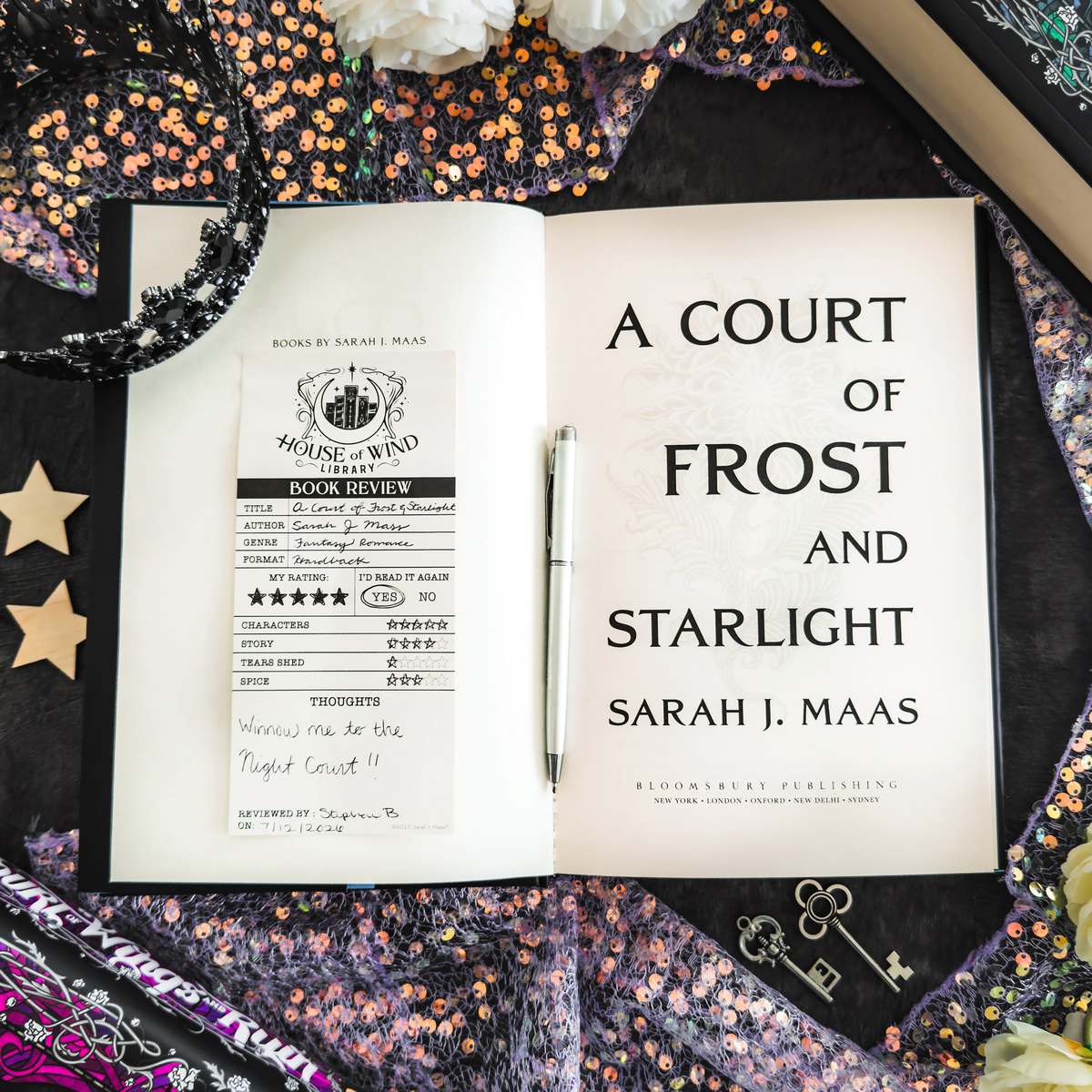 A Court of Thorns and Roses: House of Wind Library Book Review Sticky Notepad (3'' x 6.5'')