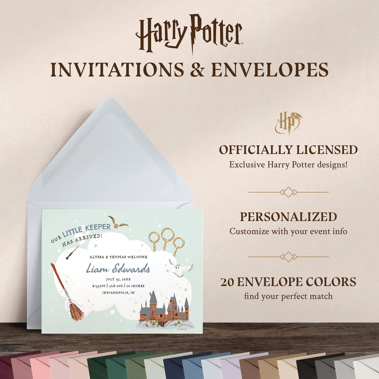 Harry Potter Little Keeper Personalized Baby Birth Announcements