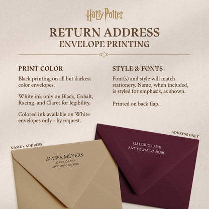 Harry Potter Hogwarts Ticket Personalized Notecards