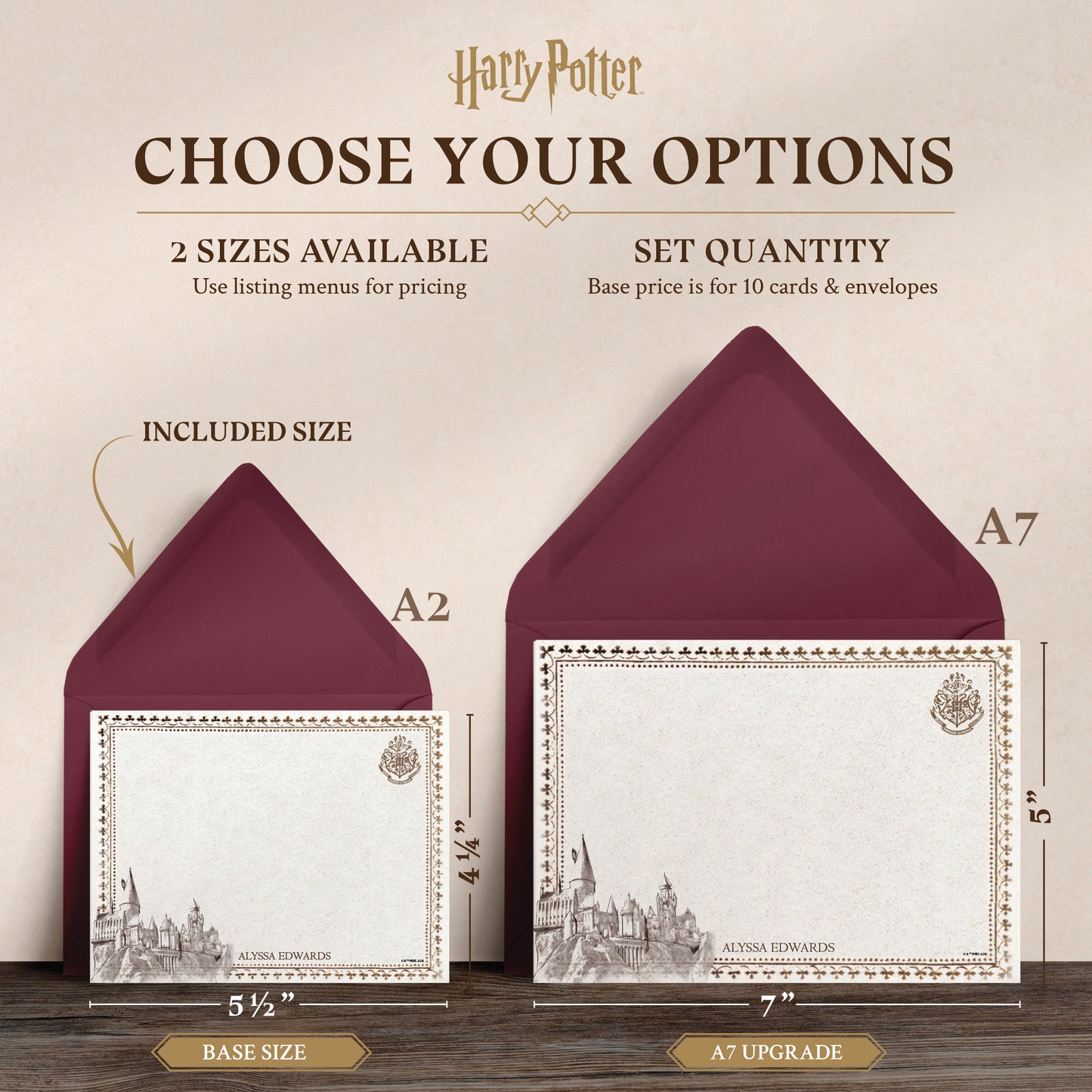 Harry Potter Hogwarts Ticket Personalized Notecards