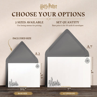 Harry Potter Black & White Hogwarts Castle Personalized Notecards