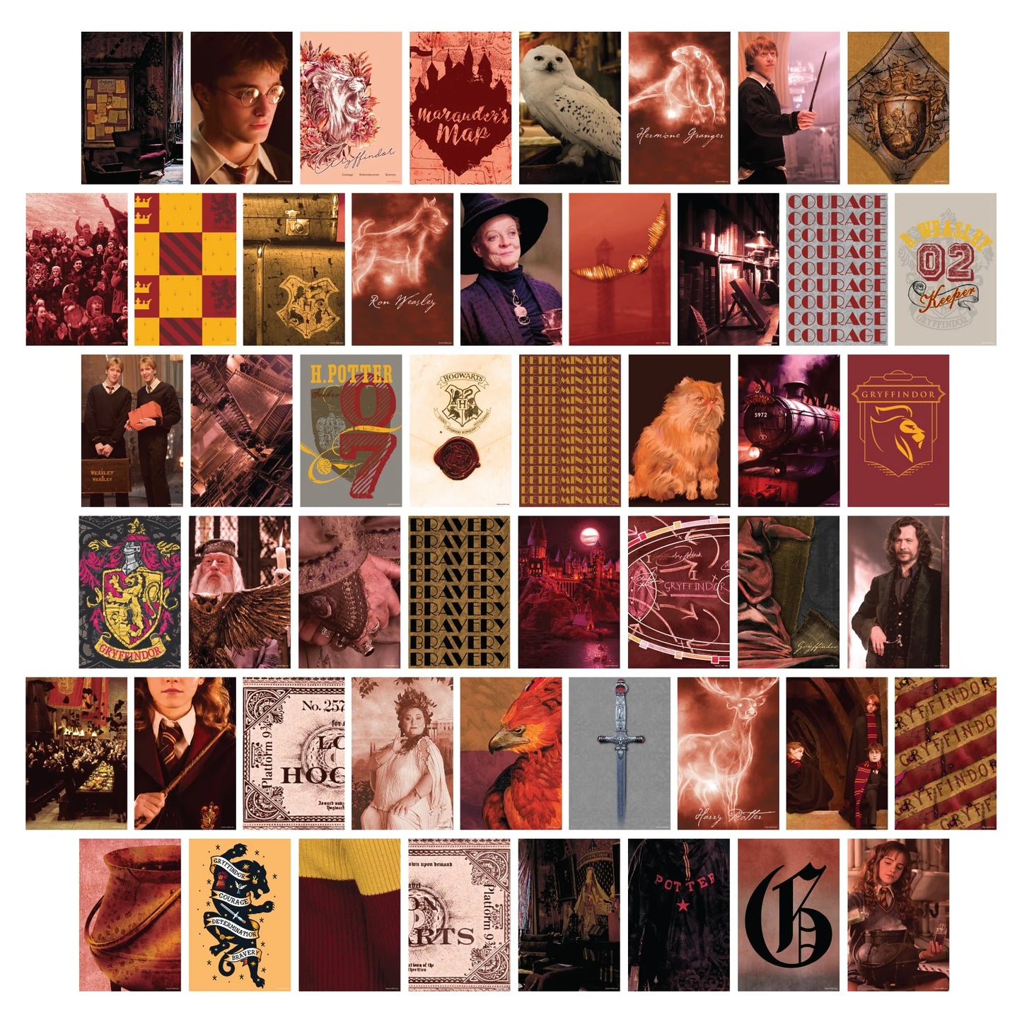 Harry Potter Gryffindor House Pride Bundle (30'' x 50'' Banner, 50-Pack Decals & Wall Collage Kit)