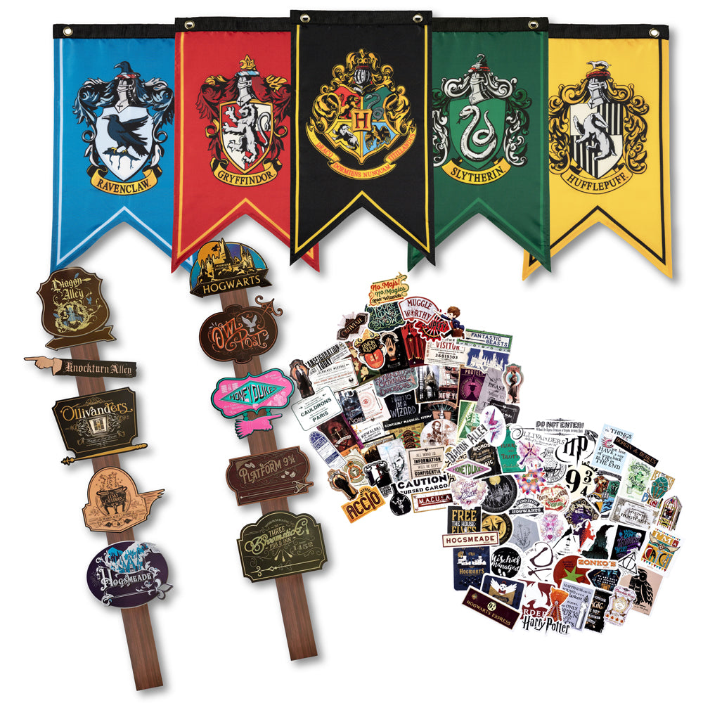 Harry Potter Wizarding World Location Directional Signs (12-Pieces, 10 Signs & 2 Posts)