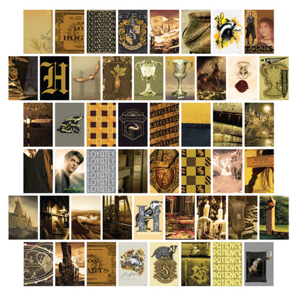 Harry Potter Hufflepuff House Pride Bundle (30'' x 50'' Banner, 60-Pack Decals & Wall Collage Kit)