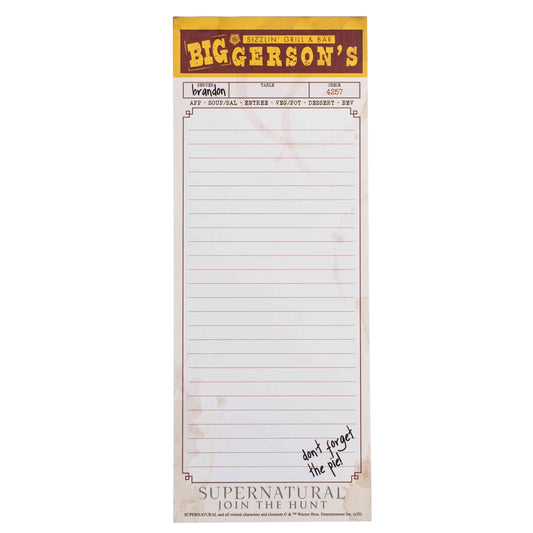 Supernatural Biggerson's List Notepad (3.5'' x 9'')