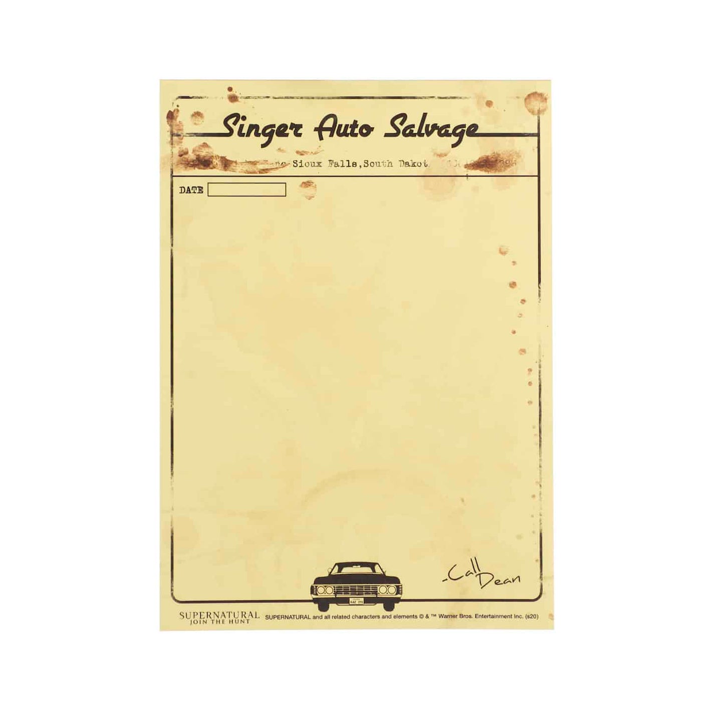 Supernatural Singer Auto Salvage Notepad (5'' x 7'')