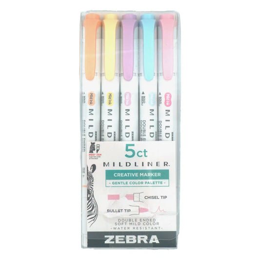 Zebra MILDLINER Double-Ended Highlighters - Gentle Colors (5-Pack)