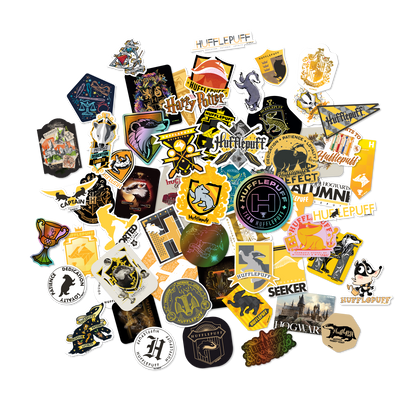 Harry Potter Hufflepuff House Pride Bundle (30'' x 50'' Banner, 60-Pack Decals & Wall Collage Kit)