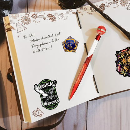 Harry Potter Journaling Bundle (Deathly Hallows Leather Wrap Journal, Remembrall Pen & 50-Count Clear Variety Decals)